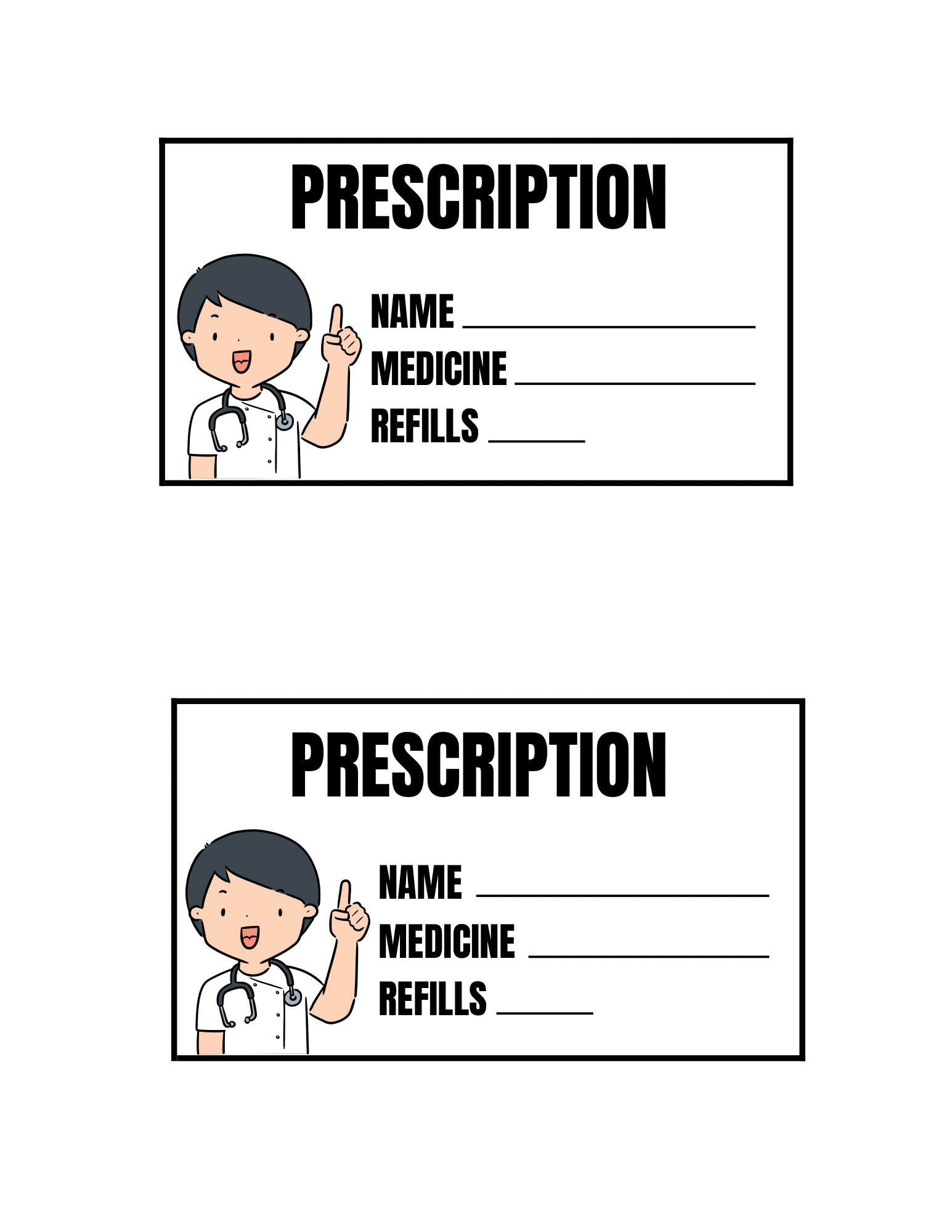 Free Pretend Play Doctor Sheet 2 Prescription Forms