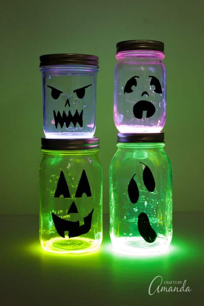 Glowing Jack O Lantern Jars Crafts By Amanda