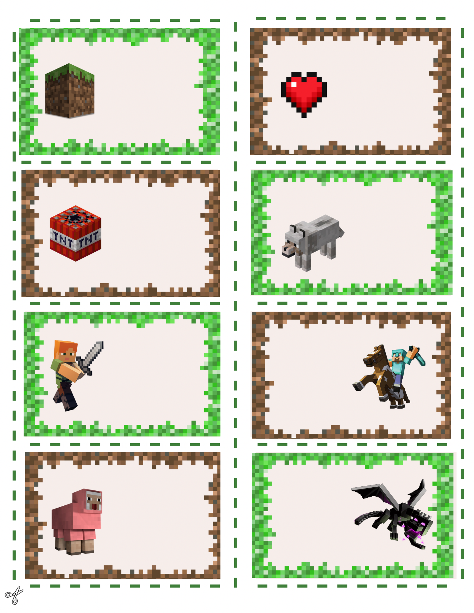 Free printable minecraft lunchbox notes