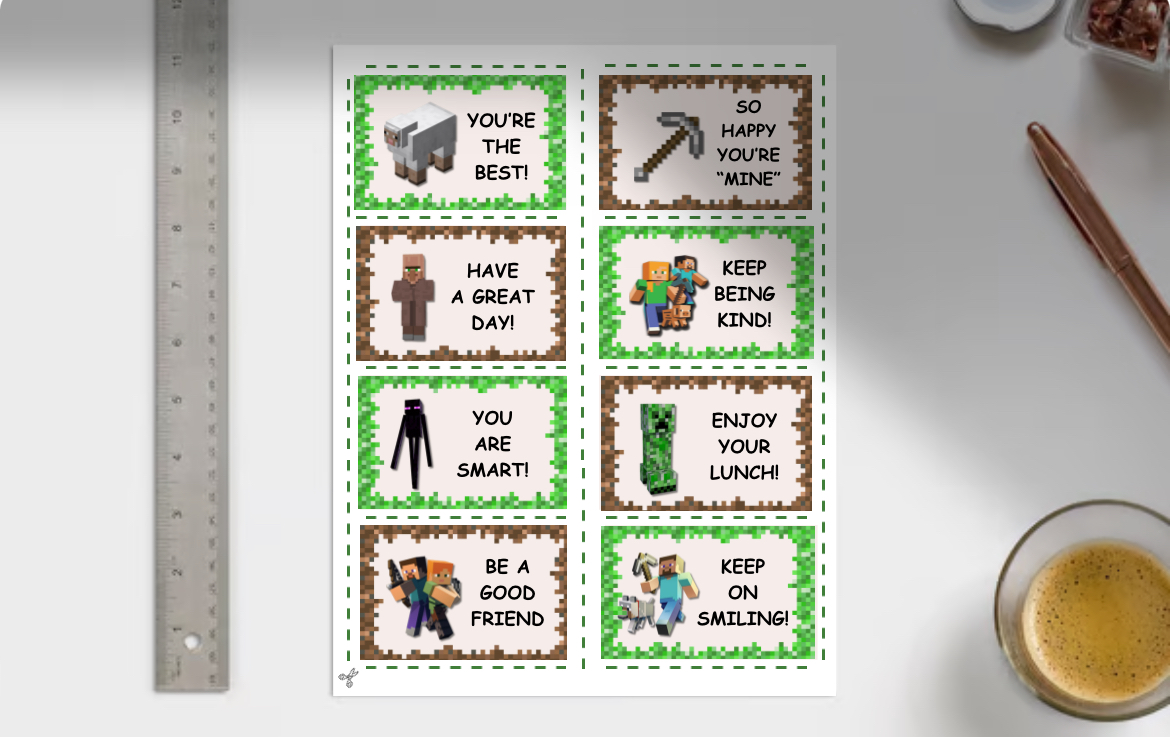 Minecraft lunchbox notes preview 